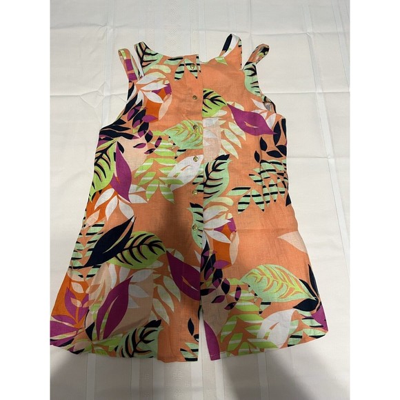 kaari blue 100% linen multi color floral Sleeveless print top Sz XS - Picture 6 of 7